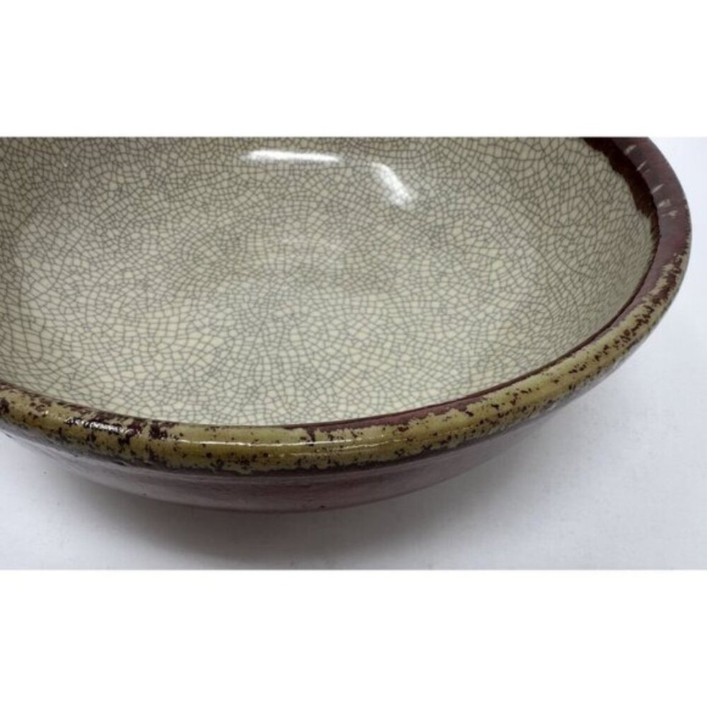 Vintage 1990s PIER 1 IMPORTS CRACKLE COLLECTION 10" Serving Bowl Rust Drip Glaze - Picture 10 of 12